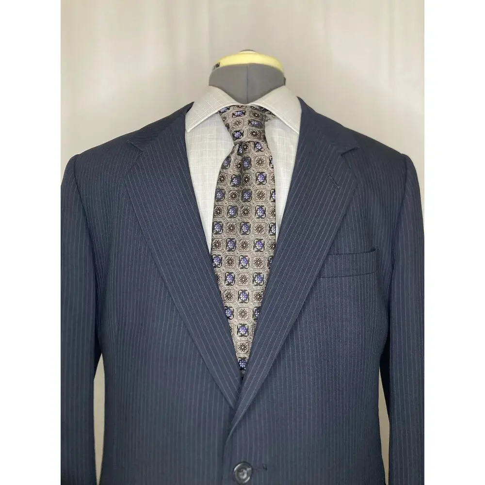 Kuppenheimer Mens 42R Blazer Blue Striped Wool Large 45